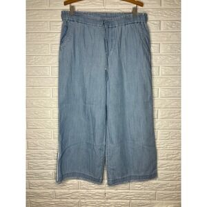 J. Jil denim chambay wide leg pants lightweight side stripe raw hem womens large